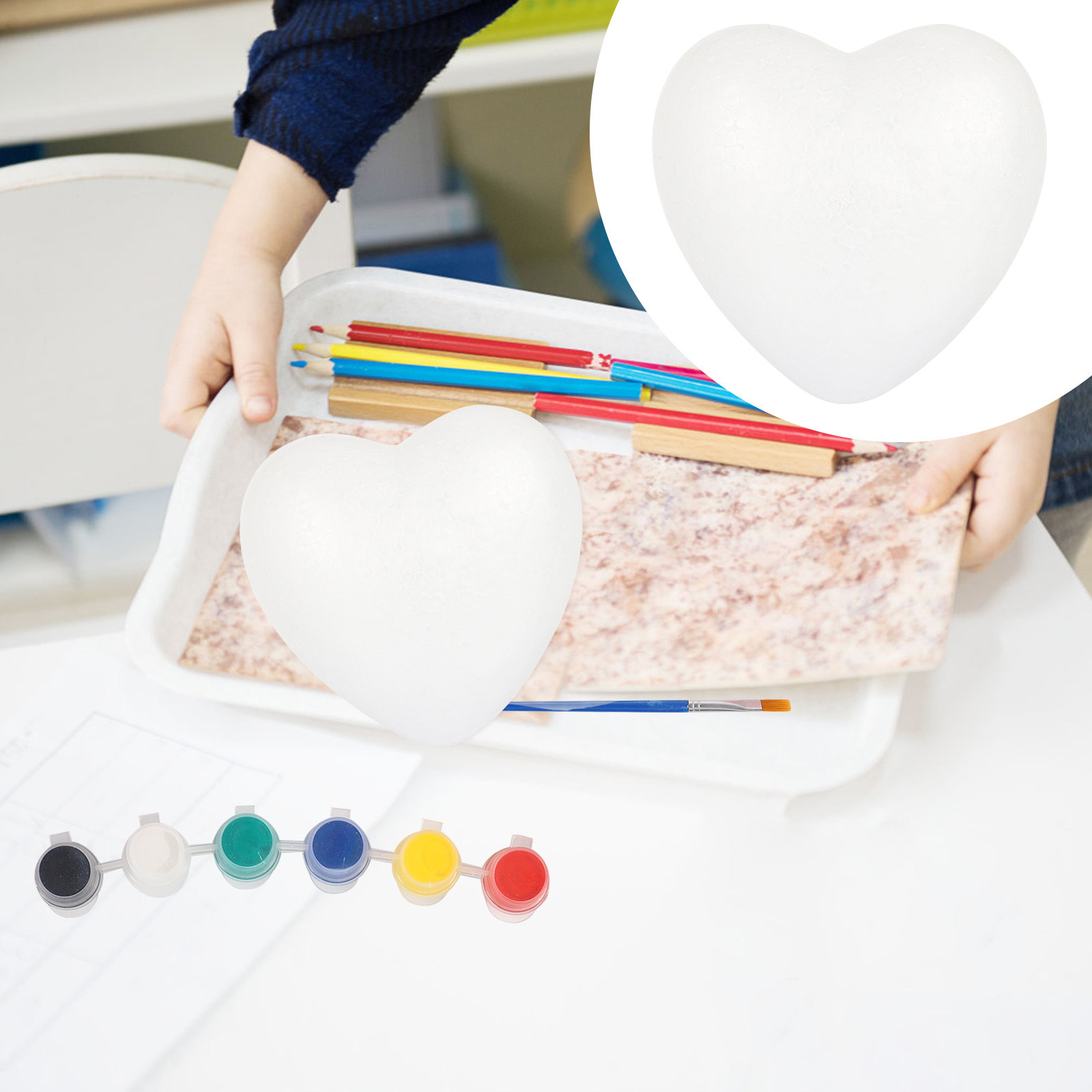 Art And Craft Valentine - White Polystyrene Heart Balls 15Cm Versatile
