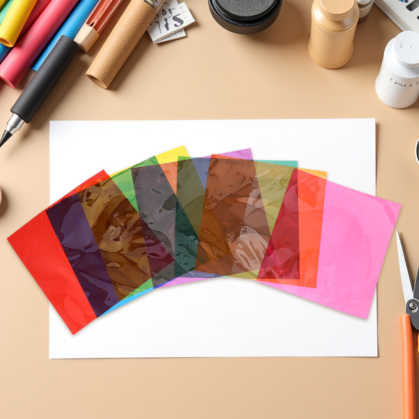 Art Craft Education - 90Pcs Multi Use Colored Cellophane Sheets