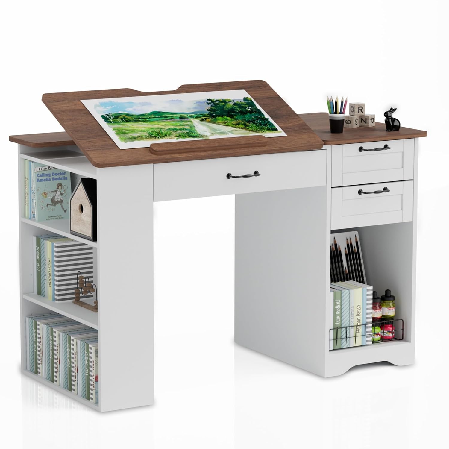 Art & Craft Zone - Drafting Table with Storage Cabinet &