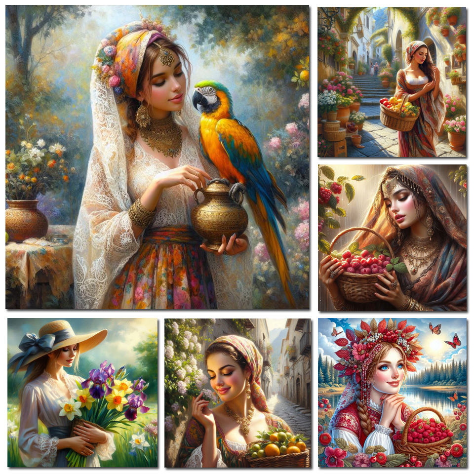 Art Craft Flower - 1pc frameless Diamond Painting Woman Portrait