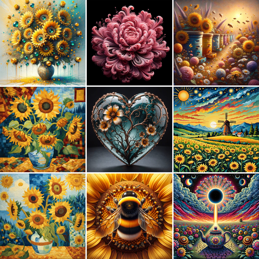 Art Craft Idea - Flowers Sunflower Bee Paint By Numbers