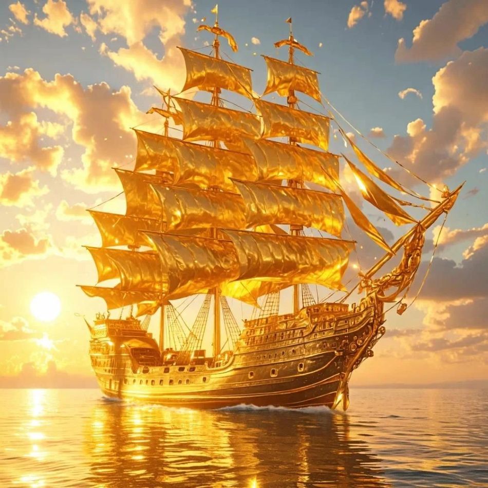 Art Craft Idea - RUOPOTY Golden Sailboat Diamond Painting Adults