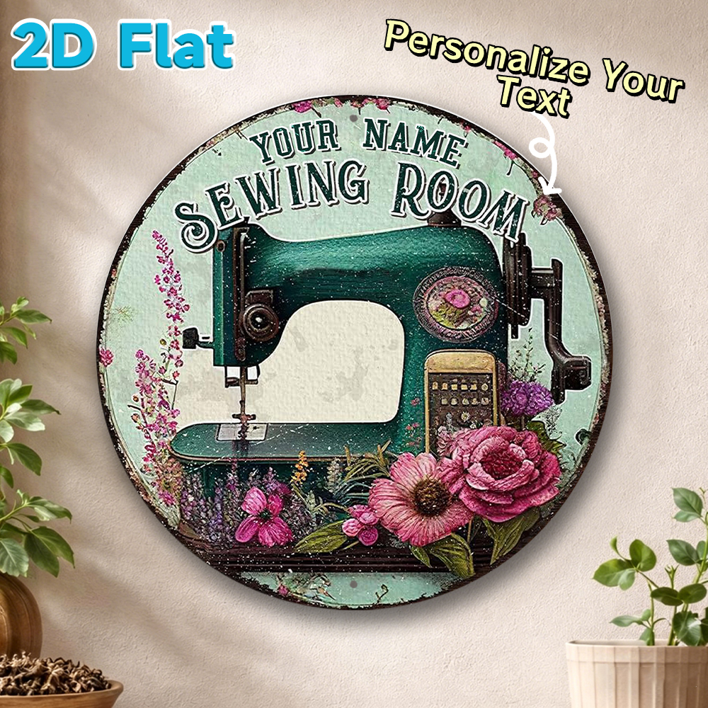 Art Craft Room - Custom Name Sewing Room Round Metal