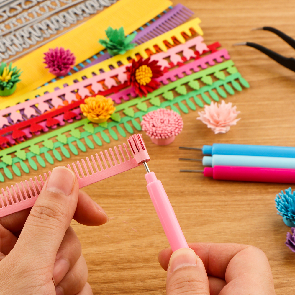 Quilling Paper Strips - 3D Spiral Flower Cutting Dies Rollded