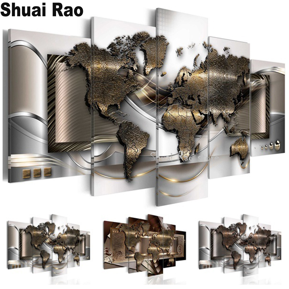 Art And Craft Valentine - 5 Panel World Map Modular Diamond