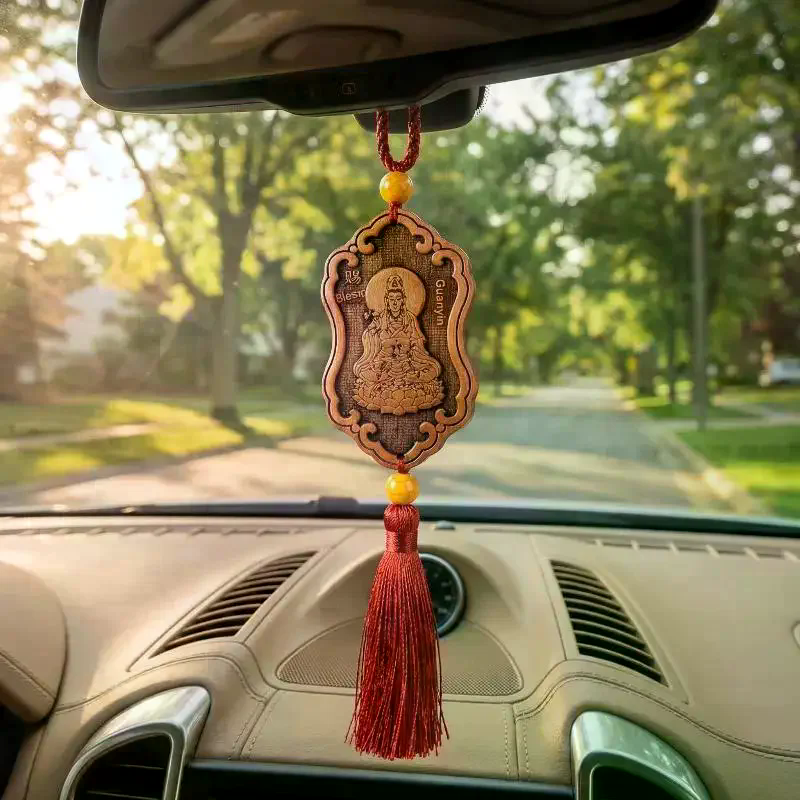 Chinese Art Craft - Wooden Carved Guanyin Ornament Chinese Traditional