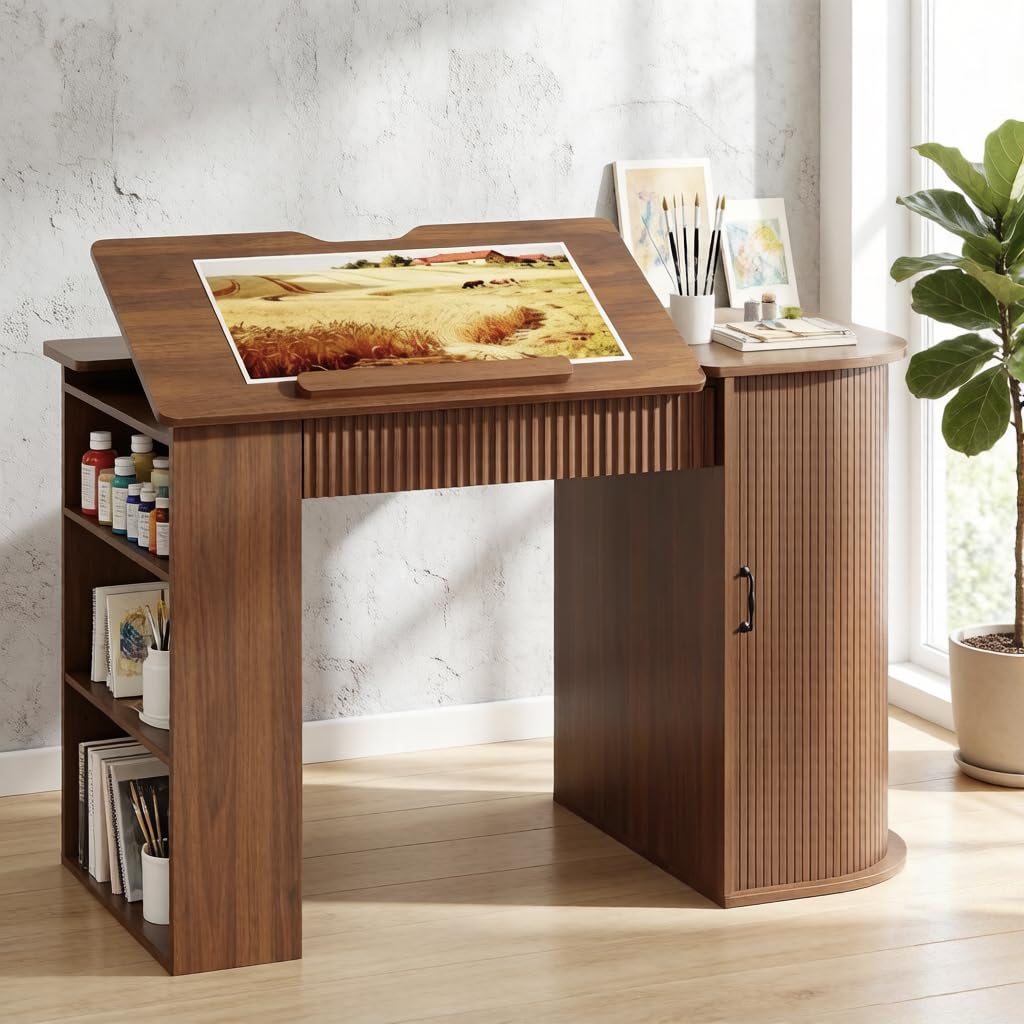 Art & Craft Zone - Drafting Table with Storage Cabinet &