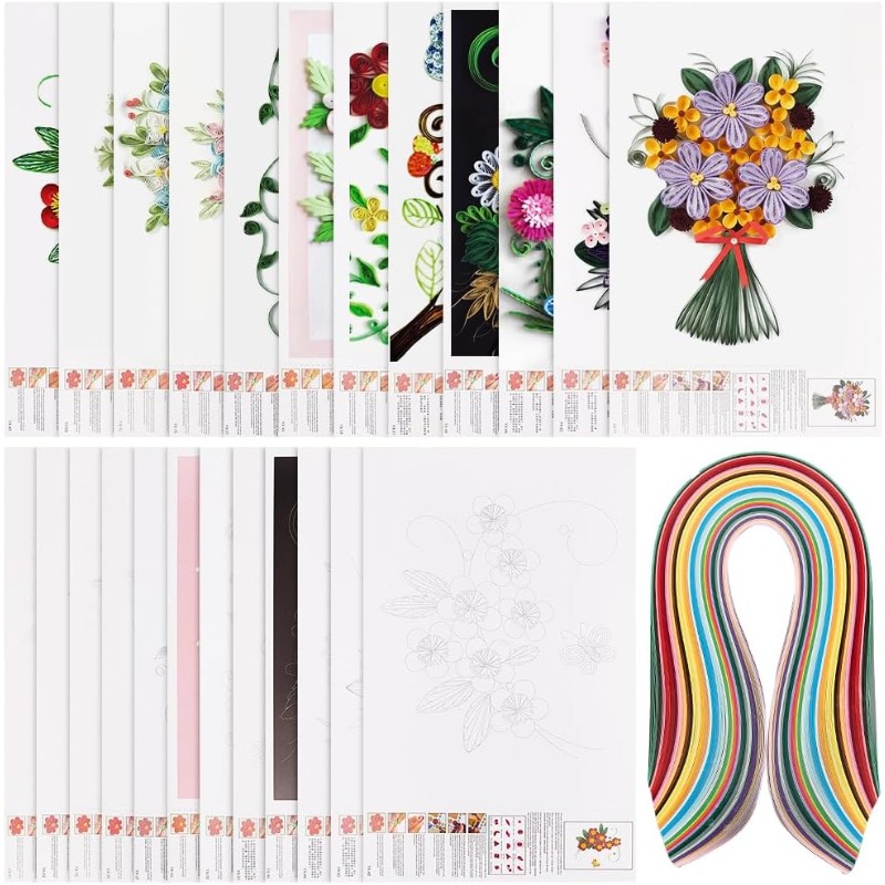 Quilling Paper Strips - 1Set 12 Pcs Quilling Paper Stencils