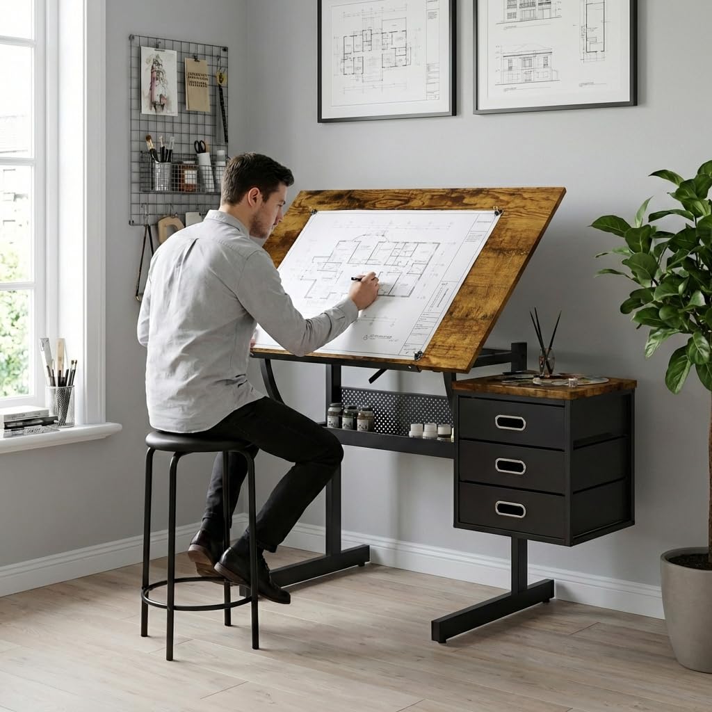 Art & Craft Zone - Adjustable Art Desk with Storage, 0-75°