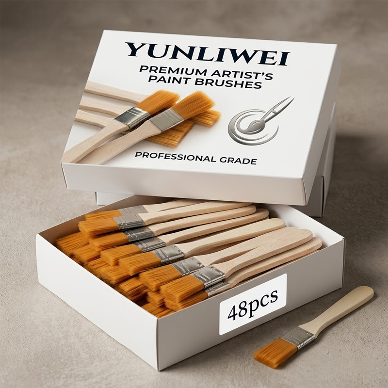 Art And Craft With Paint - Yunliwei Wooden Handle Paint Brushes DIY