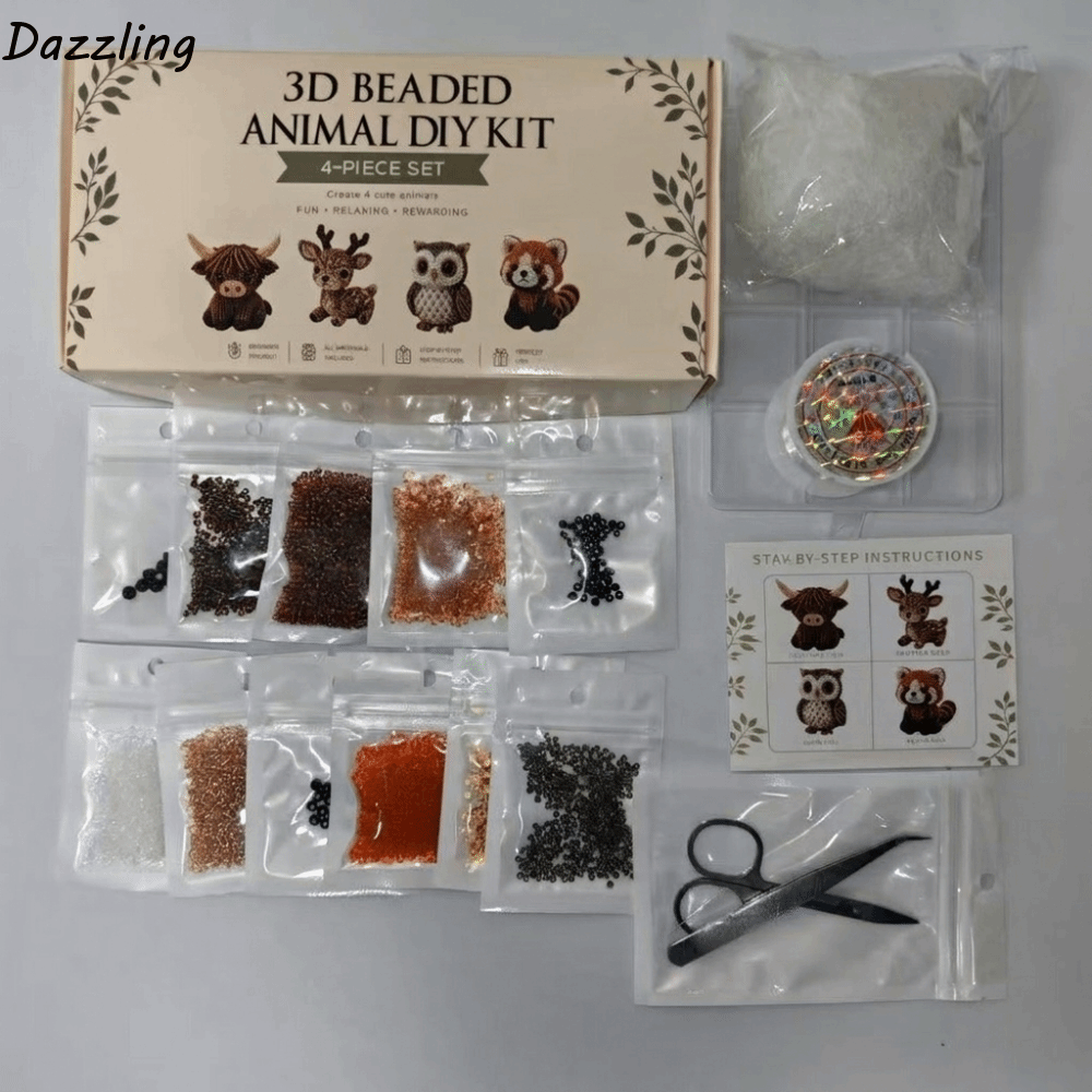 Art Craft Education - Cute Handmade DIY Animal Bead Embroidery