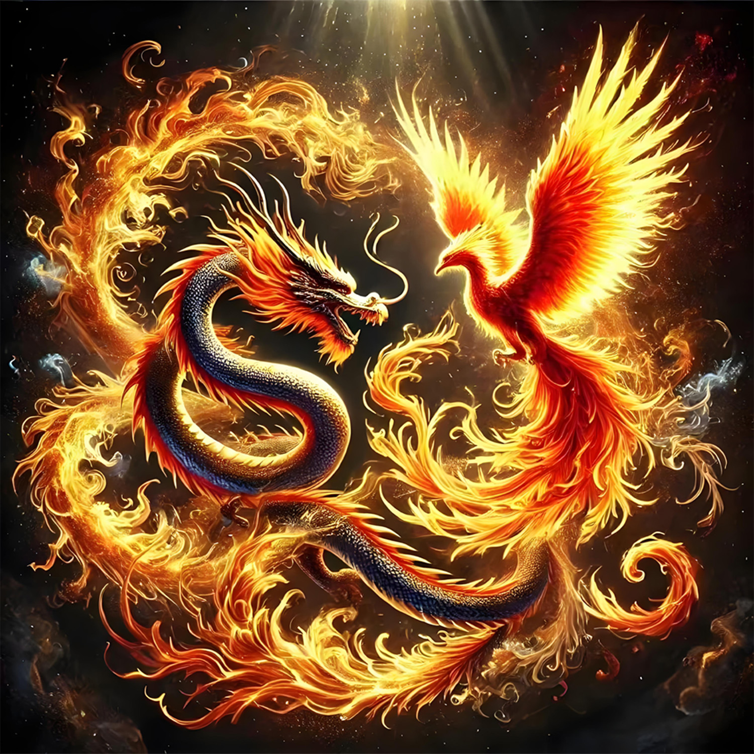 Chinese Art Craft - Dragon and Phoenix Pattern DIY Diamond