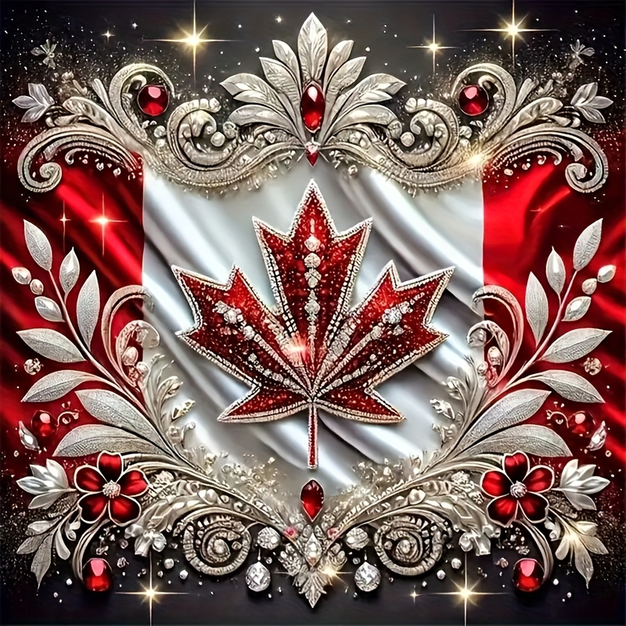 Art Craft Adult - Gorgeous Maple Leaf Emblem Diamond Painting