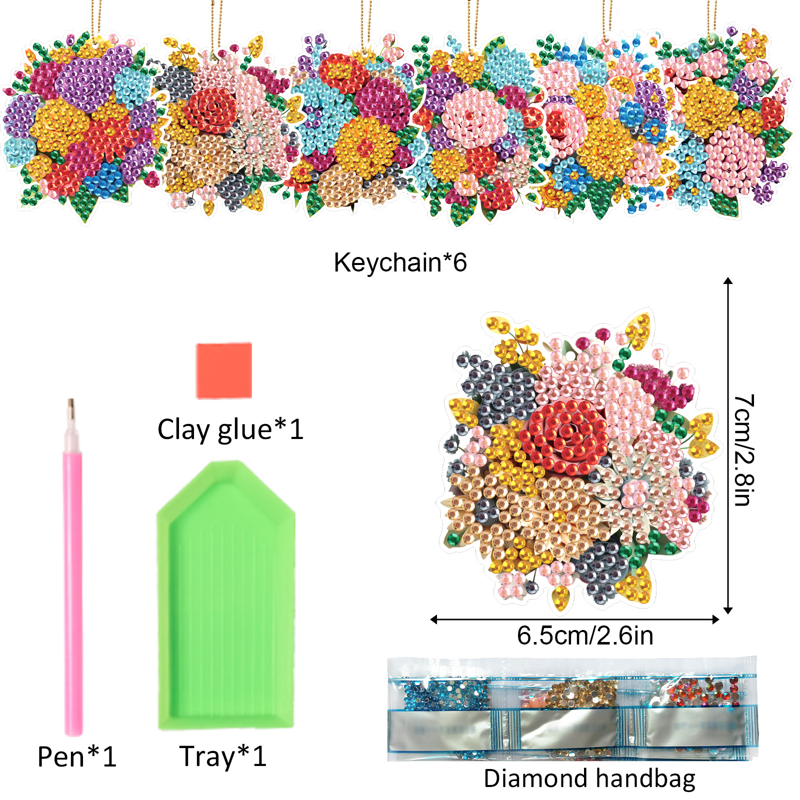 6PCS Diamond Art Painting Keyc - Art Craft Flower incelemesi ve fiyatı
