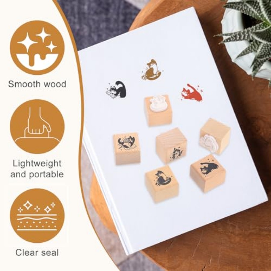 Wood Cat Stamps Wooden Rubber  - Art Craft Cat incelemesi ve fiyatı