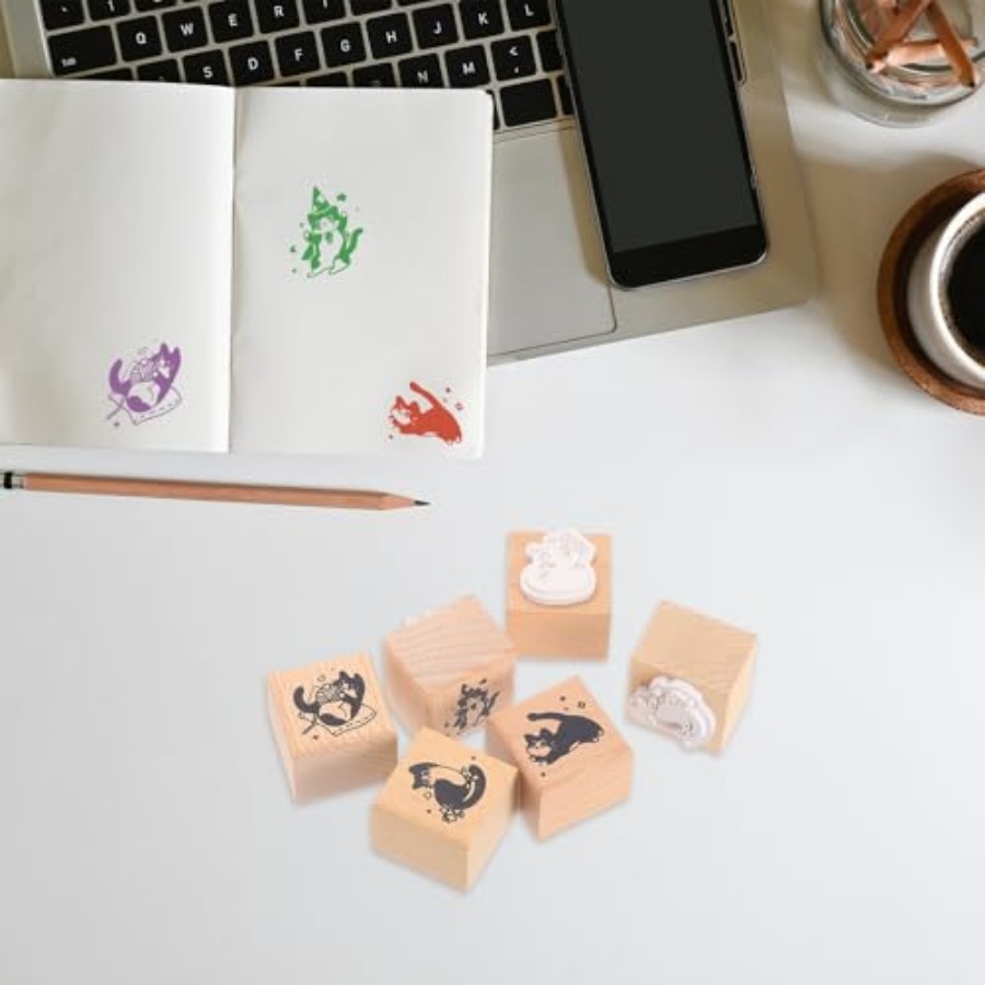 Wood Cat Stamps Wooden Rubber  - Art Craft Cat incelemesi ve fiyatı