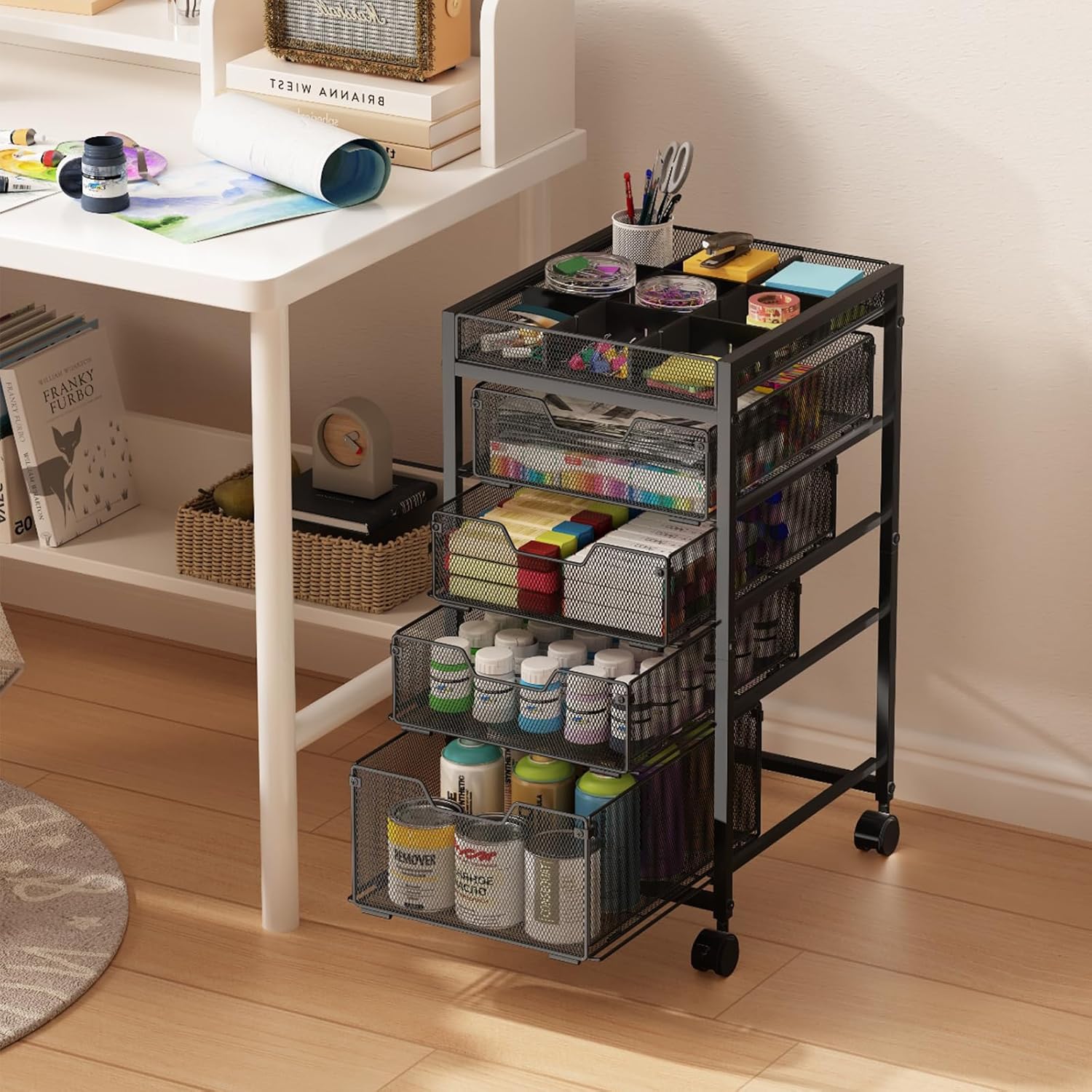 Rolling Utility Cart with 4 Dr - Art And Craft With Paint incelemesi ve fiyatı