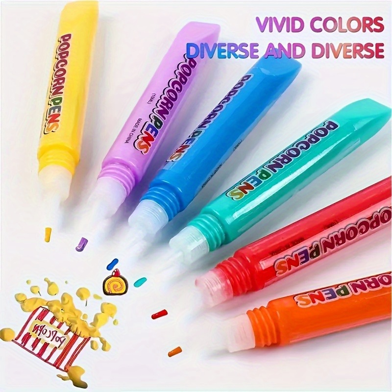 6pcs Puffy Popcorn Art Pens, 3 - Art And Craft With Paint incelemesi ve fiyatı