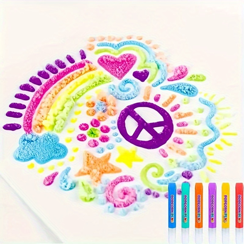 6pcs Puffy Popcorn Art Pens, 3 - Art And Craft With Paint incelemesi ve fiyatı