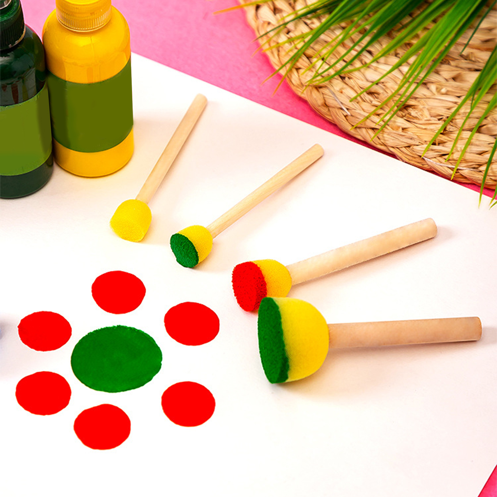 5pcs Round Stencil Sponge Wood - Art And Craft With Paint incelemesi ve fiyatı