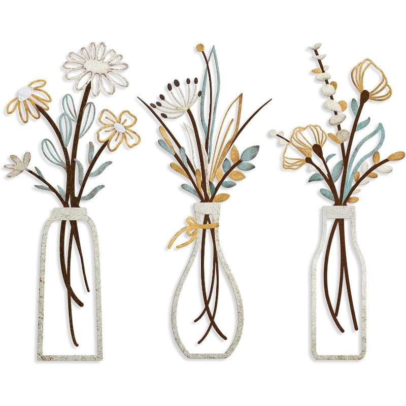 3pcs Metal Flowers Wall Decora - Art Craft Room incelemesi ve fiyatı