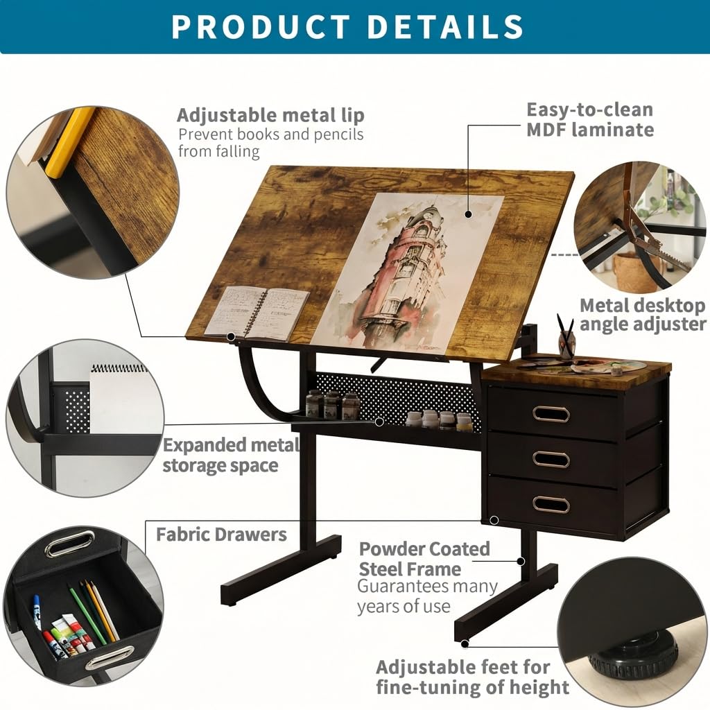 Adjustable Art Desk with Stora - Art & Craft Zone incelemesi ve fiyatı