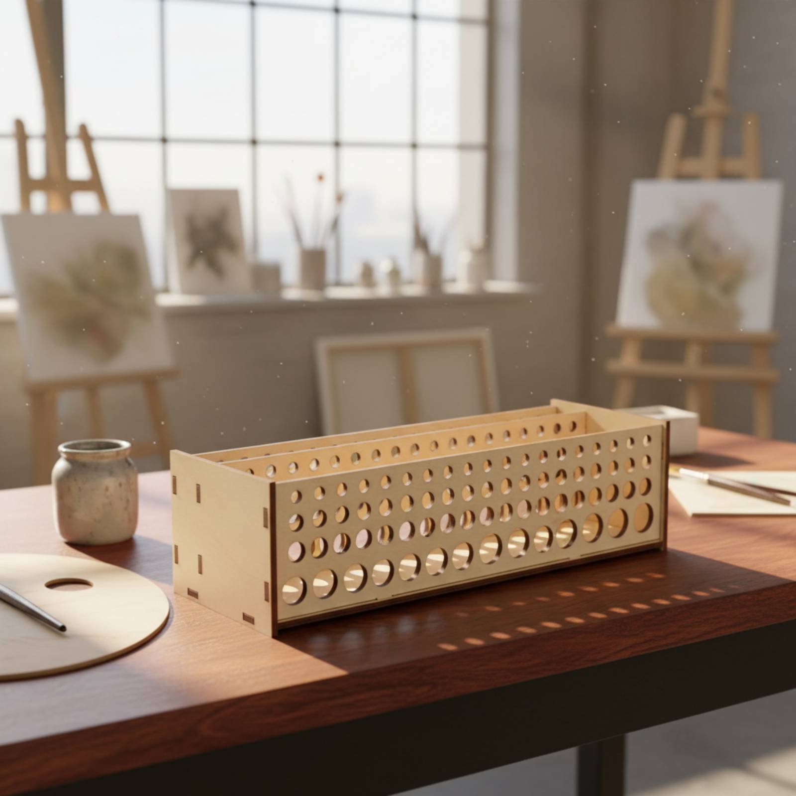 Paint Brush Rack 67 Holes Wood - Art Craft Room incelemesi ve fiyatı