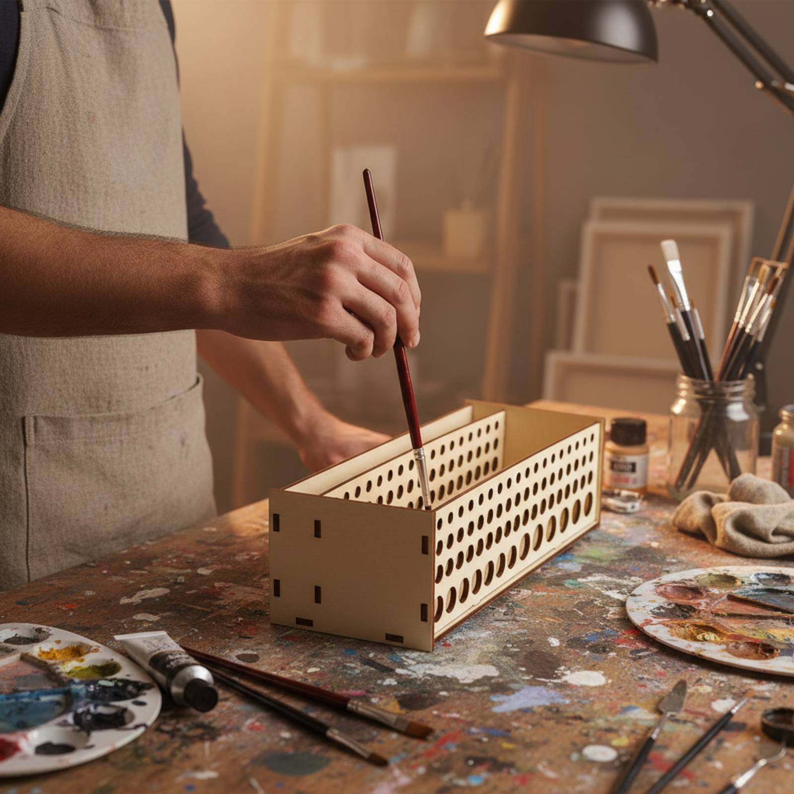 Paint Brush Rack 67 Holes Wood - Art Craft Room incelemesi ve fiyatı