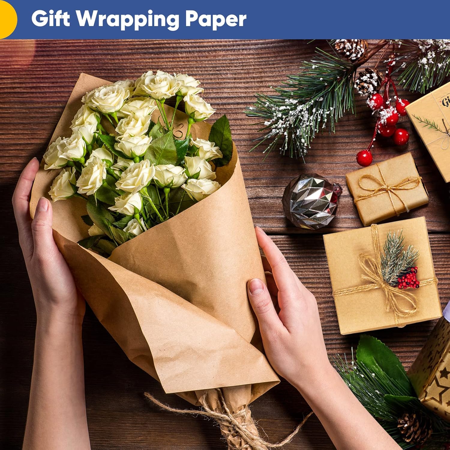 Vanhench Brown Wrapping Paper  - Art Craft Flower incelemesi ve fiyatı