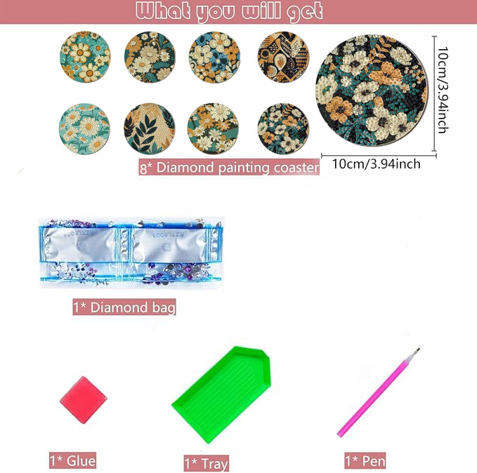 8 pieces DIY diamond Painting  - Art Craft Flower incelemesi ve fiyatı